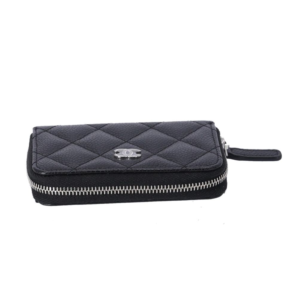CHANEL Quilted Zip Card Wallet Caviar Leather Black - Picture 5 of 6